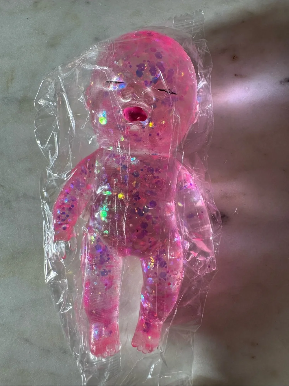 Squeeze Pink Glitter Squeezable Bath Doll Toy